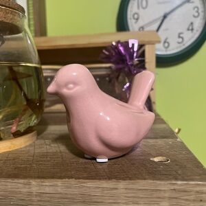 Pink Ceramic Bird Figurine